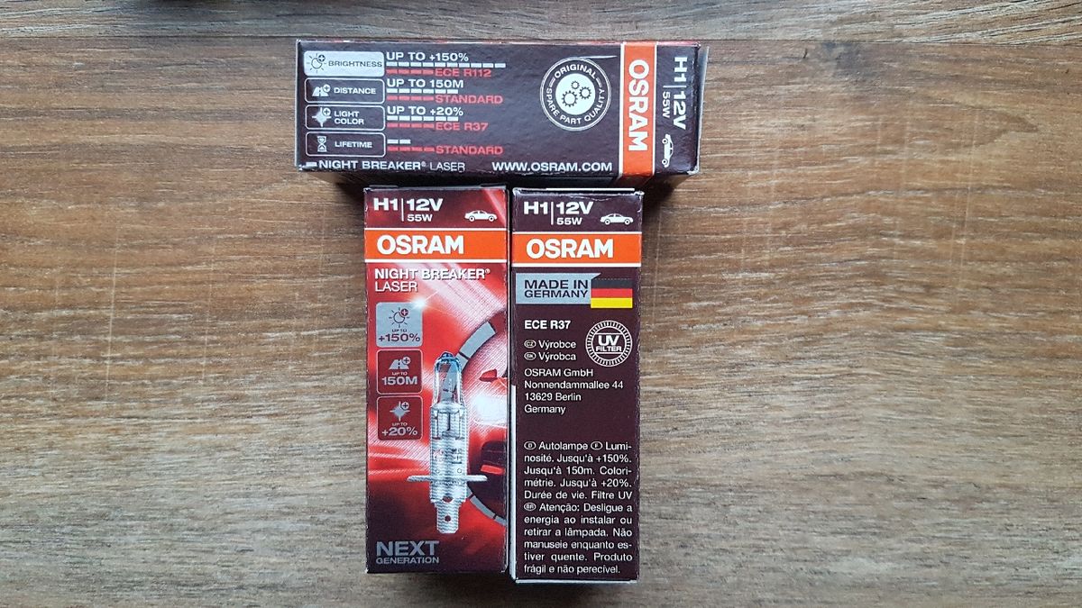 Neuve 10X H1 OSRAM NIGHT BREAKER LASER made in Germany qualité +150% de  lumière en plus ampoule de phare optique halogène voiture - Équipement auto