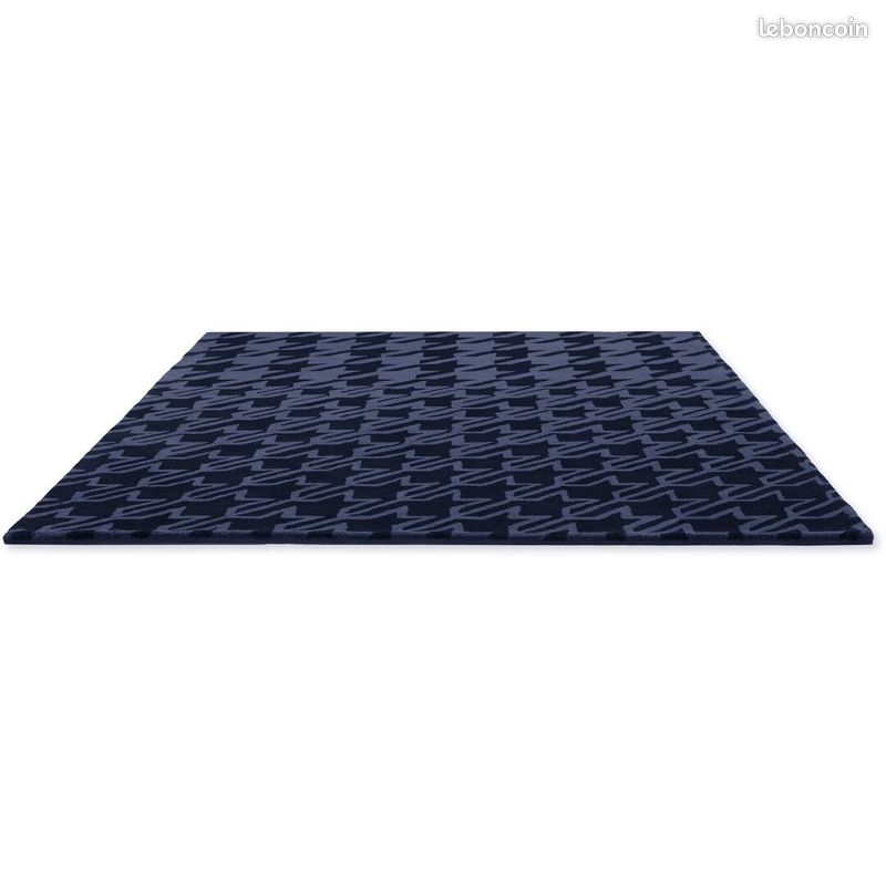 Tapis laine abstrait tufté main moderne Houndstooth Bleu 140x200 (image 3)