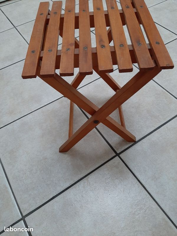 Tabouret porte plantes bois vernis (image 1)