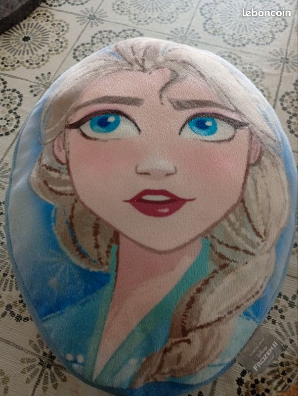 Coussin Anna & Elsa Reversible La Reine des Neiges Disney