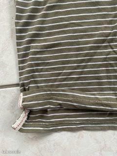 Tee shirt forme polo kaki rayé blanc femme ou fille t.38 (image 8)