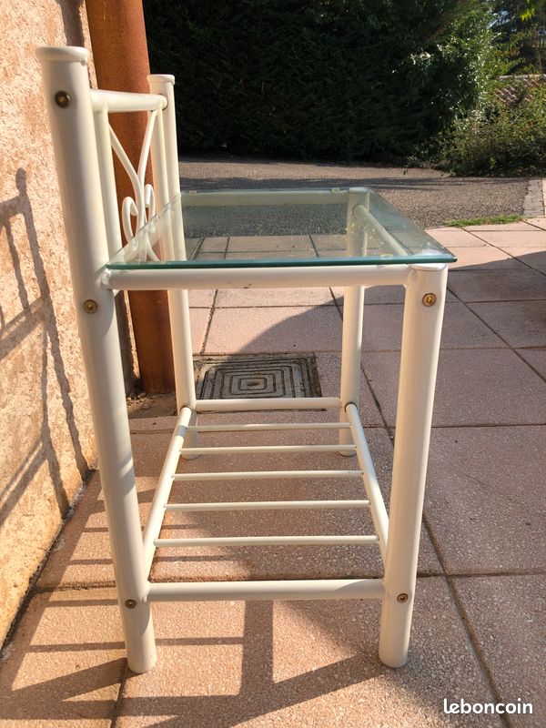 2 tables de chevet acier et verre (image 2)