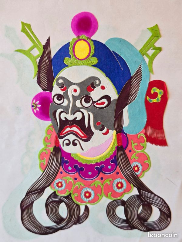 Lot de 6 papiers découpés chinois - masques de l’opéra de Pékin (image 8)