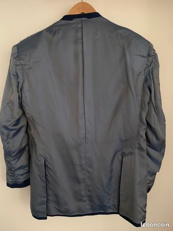 Veste Marine En Crêpe De Laine Francesco Smalto - Taille 58 (XL) - Bleu Marine - Coudières - Excellent état