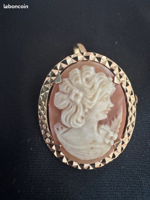 Broche Pendentif Camée Plaqué or (image 1)