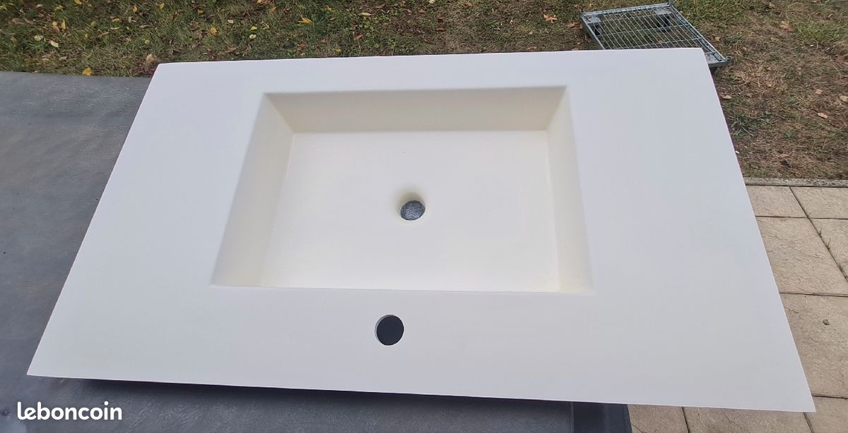 LAVABO VASQUE MINERAL NU CREME SALGAR 13205 L91 x 51CM HAUTEUR 14CM 1 CUVE (image 1)
