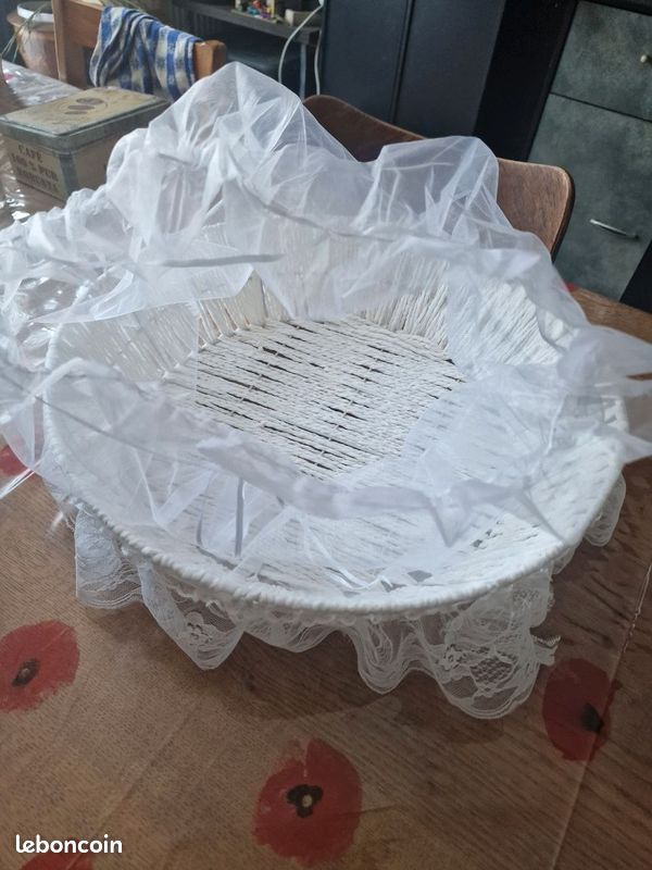 Panier Rond De Mariage Avec Dentelle Et Strass - 15 Cm De Diamètre Pour Pétales Ou Accessoires | Décoration Romantique De Mariage