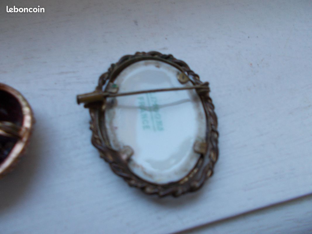 Belle Broche Ronde Ancienne En Argent Avec émaux Paillon Et Cristaux - Style Limoges - Vintage