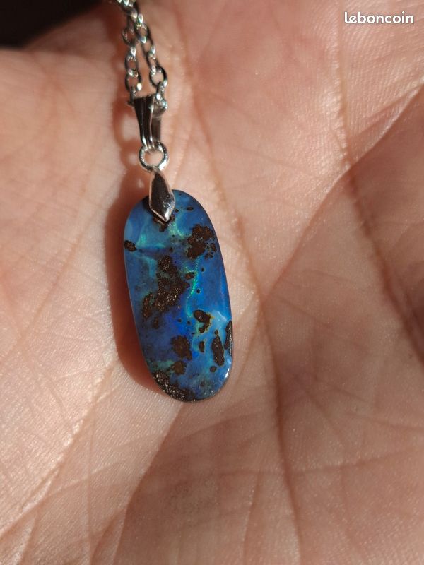 Pendentif Opale Boulder Australienne Yowah - Tête De Requin Violet 28cts - Neuf