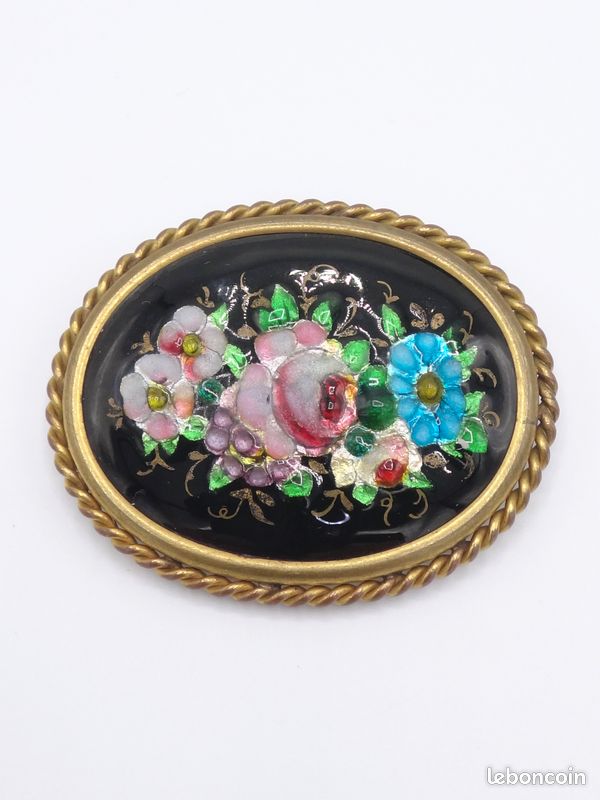 Broche Ancienne En Forme De Fleurs - Bijou Vintage Occasion