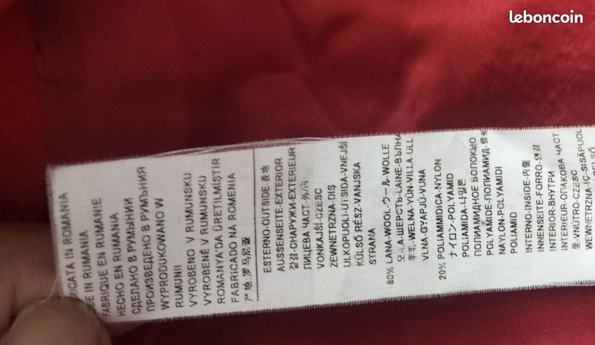 Manteau En Laine Rouge Benetton Pour Femme - Taille L, Occasion En Très Bon état