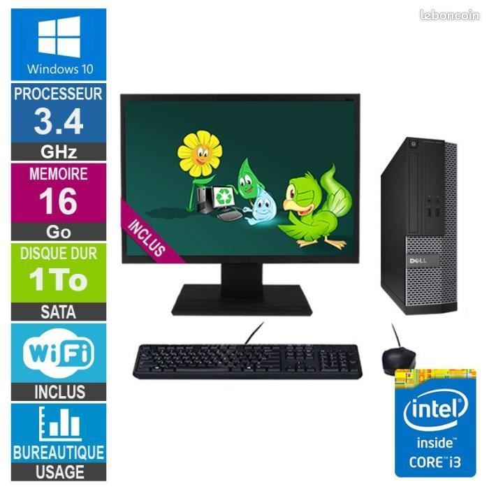 PC Tour Dell OptiPlex 7010 Pentium G2020 RAM 16Go SSD 960Go Windows 10 Wifi