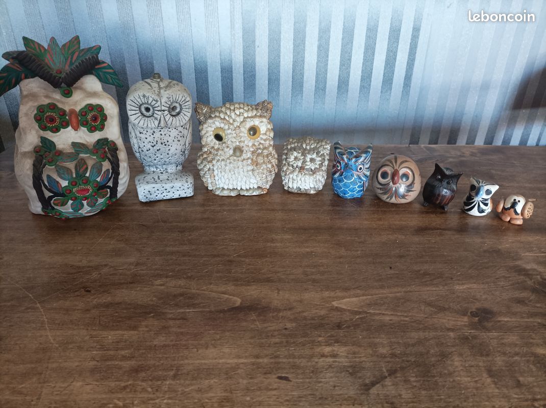 Lot de 9 statuettes de Chouettes et Hiboux (image 1)