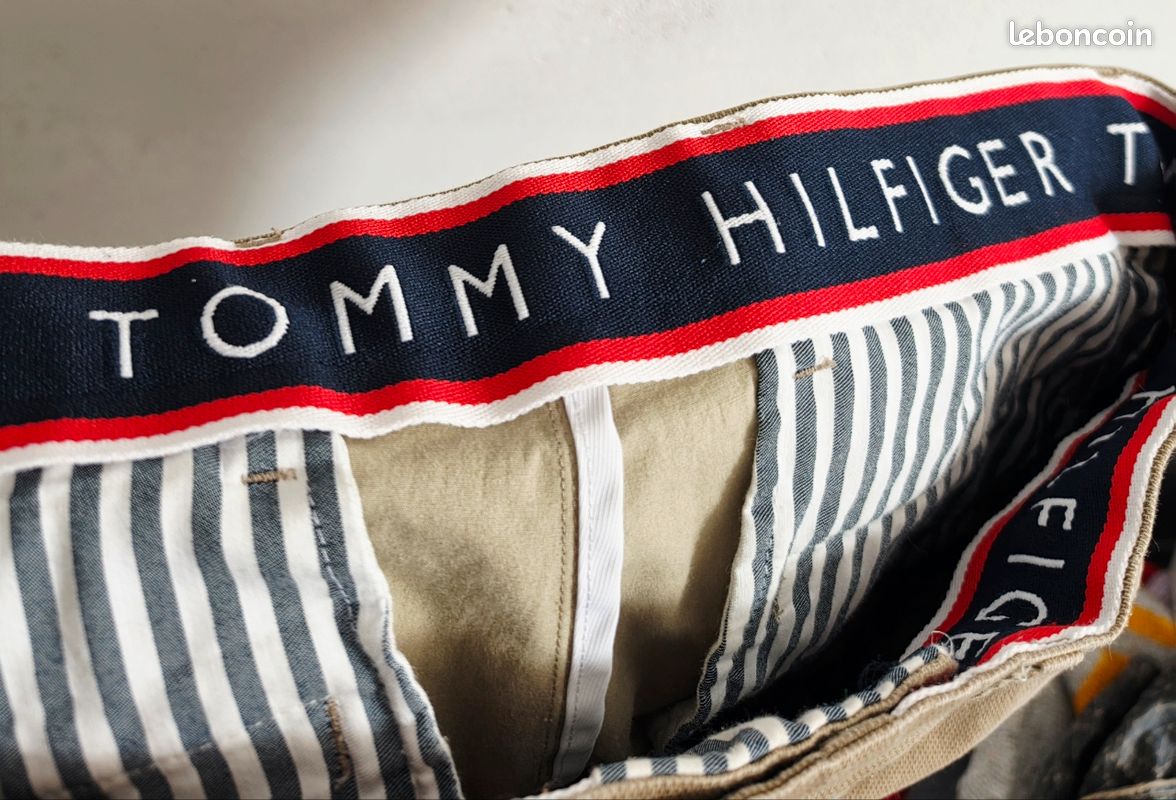 Pantalon chino Tommy Hilfiger beige coupe droite, léger et doux, poche latérales taille 44/46 (image 6)