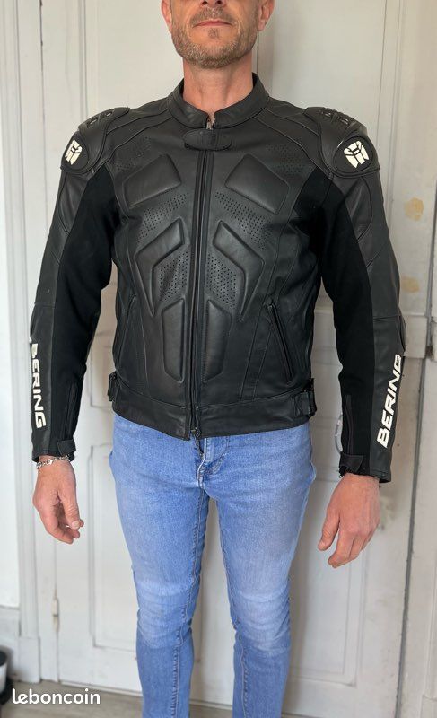 Veste moto cuir Bering Phantom excellent état Équipement moto