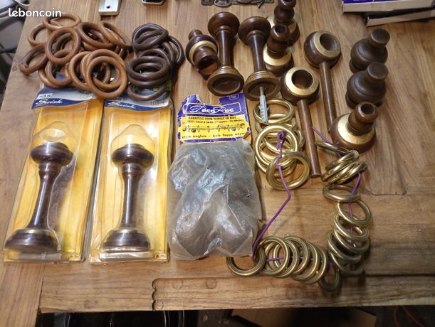 1 douzaine d'anneaux décoratifs en bois pour rideaux en bois avec clip amovible ou vissé  15