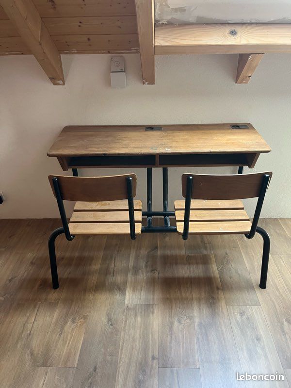 Banc d’écolier vintage grande hauteur (image 4)