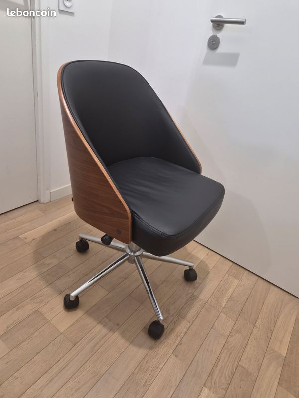 Chaise de bureau - Simili cuir - Noir - Hauteur ajustable (image 3)