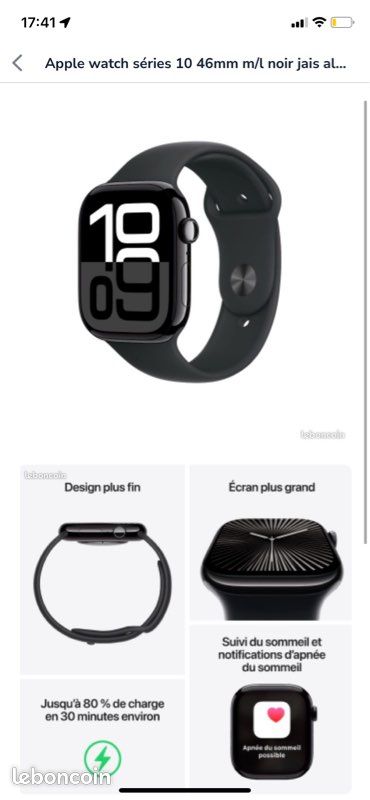 46 Mm Apple Watch Noir Apple Watch Séries 10 46mm M/L Noir Jais