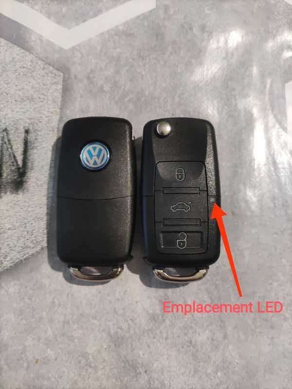 Coque de clé avec électronique 2 boutons Volkswagen
