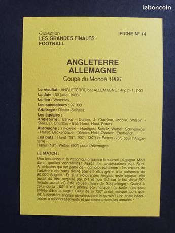 Fanion (pennant) Coupe Du Monde 1966 Angleterre - Allemagne - Souvenir Football Vintage