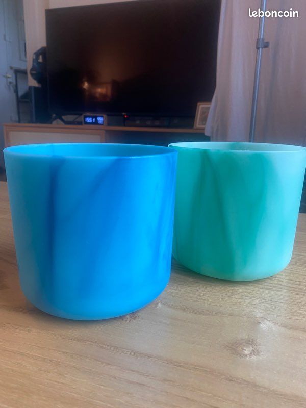 Lot 2 cache pot Vert et Bleu (image 1)