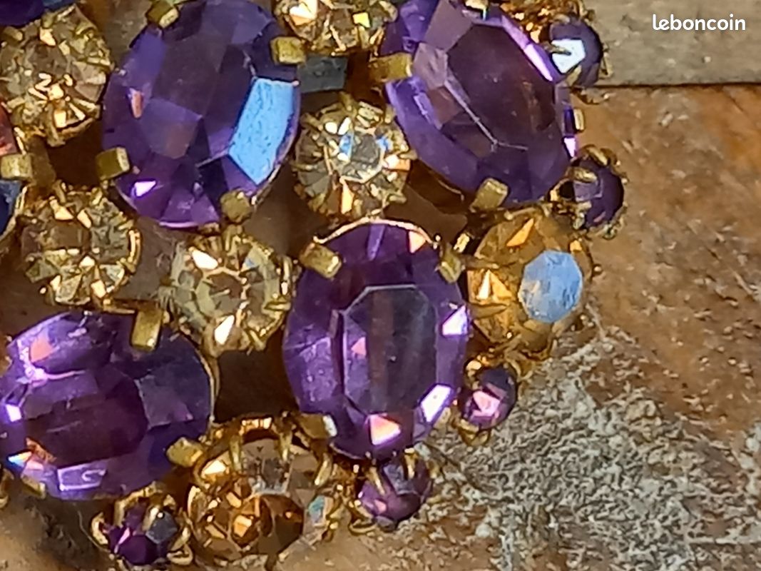 Broche Strass Mauve et Or VINTAGE (image 3)
