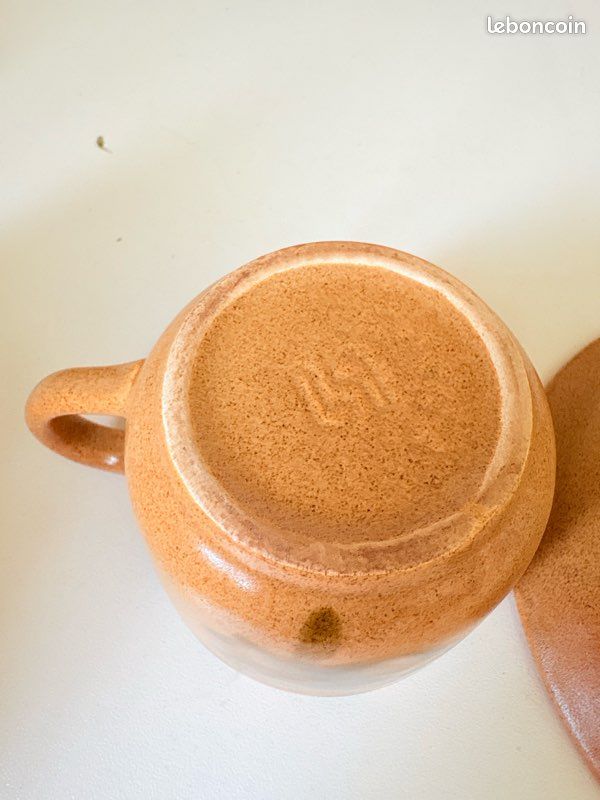 Service à café/thé Sarreguemines Trèfle en grès – 10 tasses – Vintage (image 16)