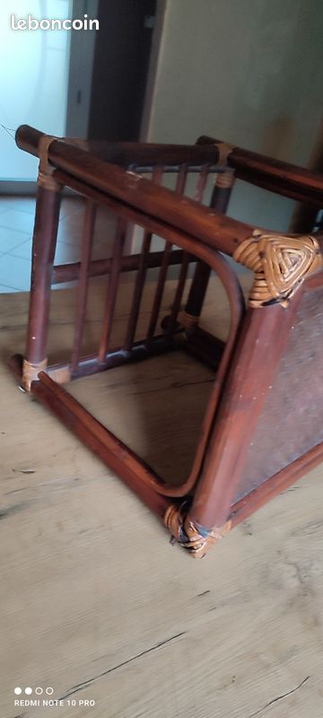 Table basse d'appoint bout de canapé rotin années 60 / 70 (image 6)