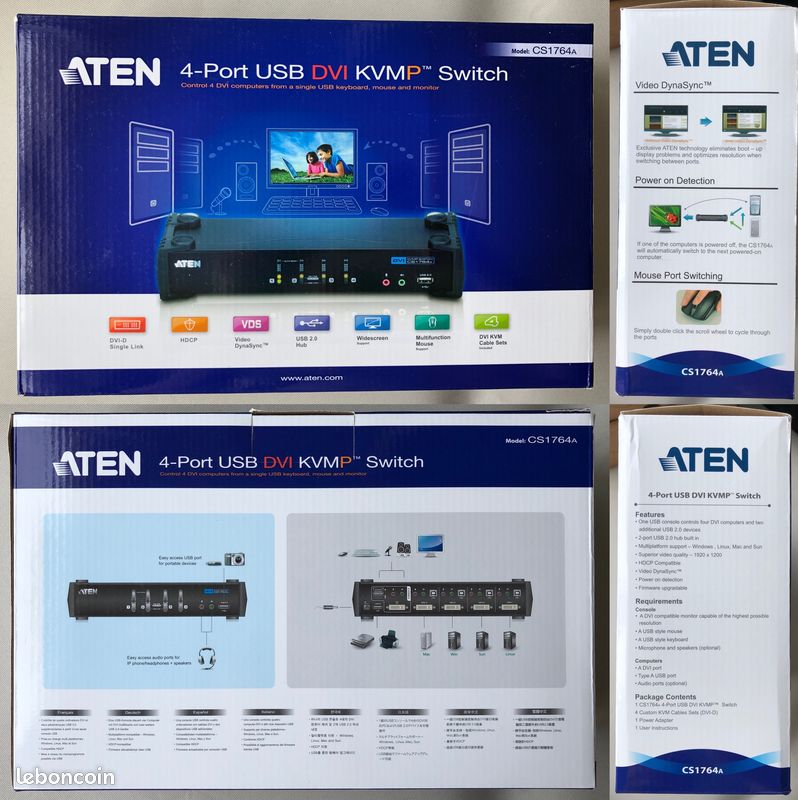 Commutateur écran clavier souris USB / DVI ATEN CS1784A (image 1)