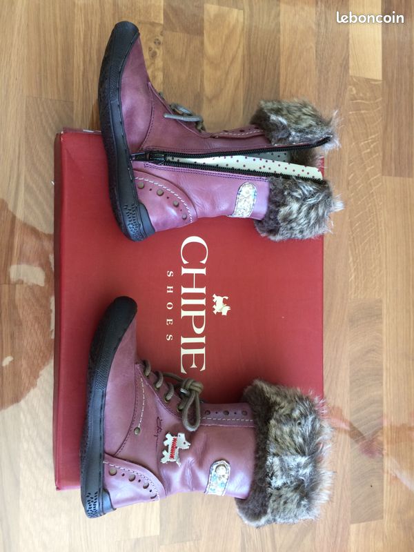 Bottines fillette en cuire neuves (image 1)