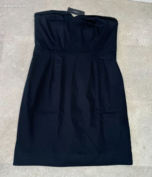 Robe Bustier BCBG Max Azria Noir Combo - Taille 4 - Bustier à œillets - Neuf Avec étiquettes