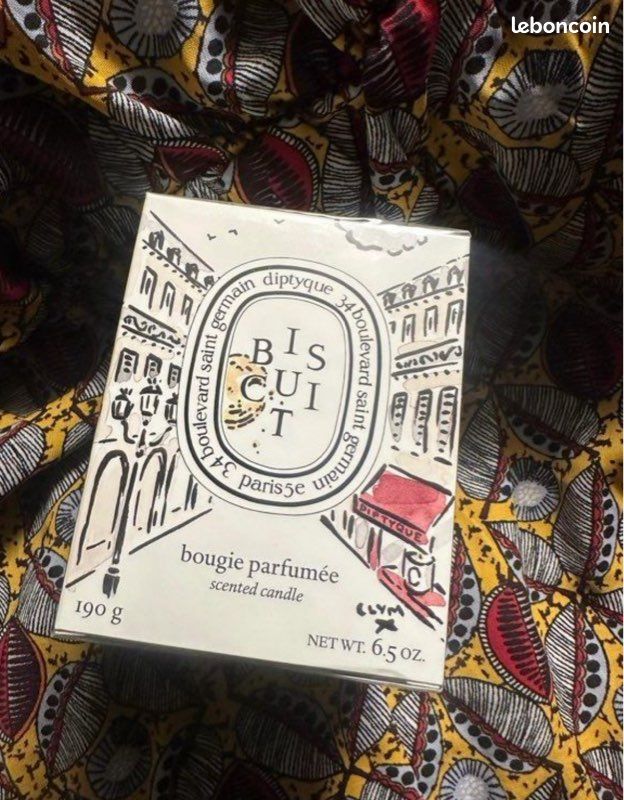Bougie Parfumée Diptyque – Senteur Biscuit, Verre Et Cire, Made In France