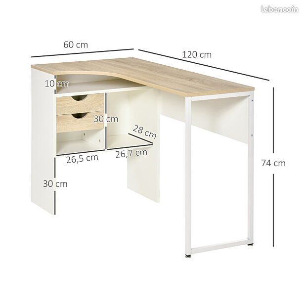 Bureau d'angle avec rangements (image 2)