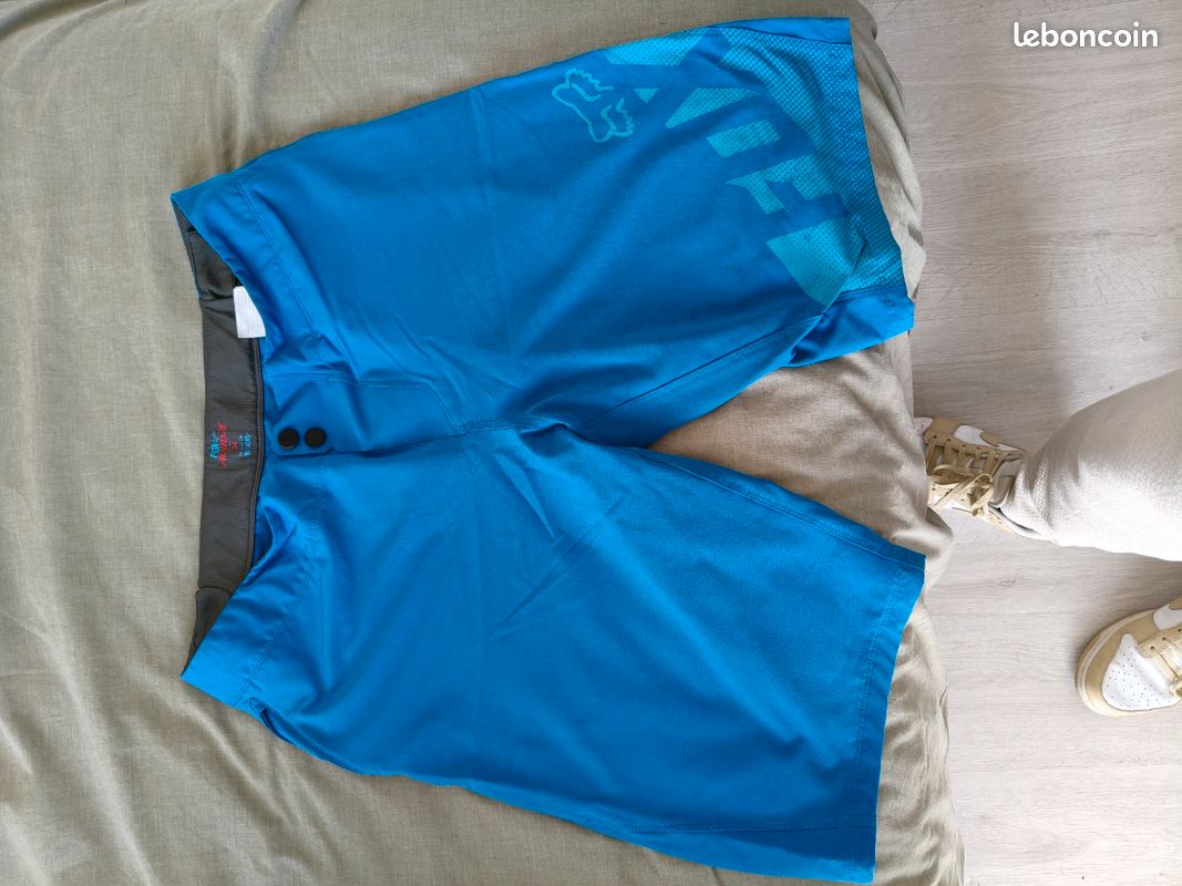 Short VTT Homme Fox Attack – 34 Pouces – Bleu – Imperméable Et Ceinturé