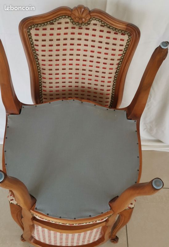 6 chaises bois et tissu louis (image 4)