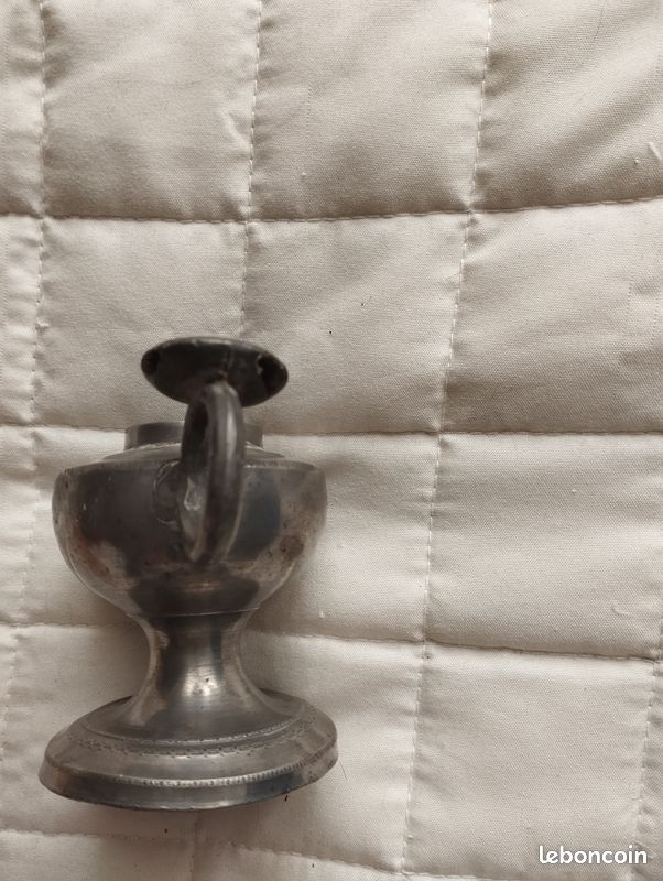 1 Petite Lampe à Huile Etain XIX ème Ancienne Collection Vitrine Bon Etat (image 3)