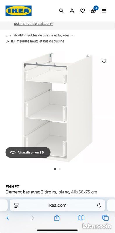 Tiroirs IKEA ENHET cuisine (sans façade ni caisson) (image 1)