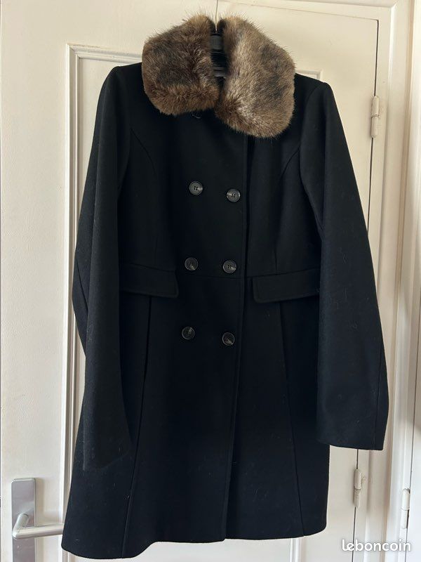 Etam Manteau Femme Fourrure Noir Manteau Doudoune Capuche Fausse