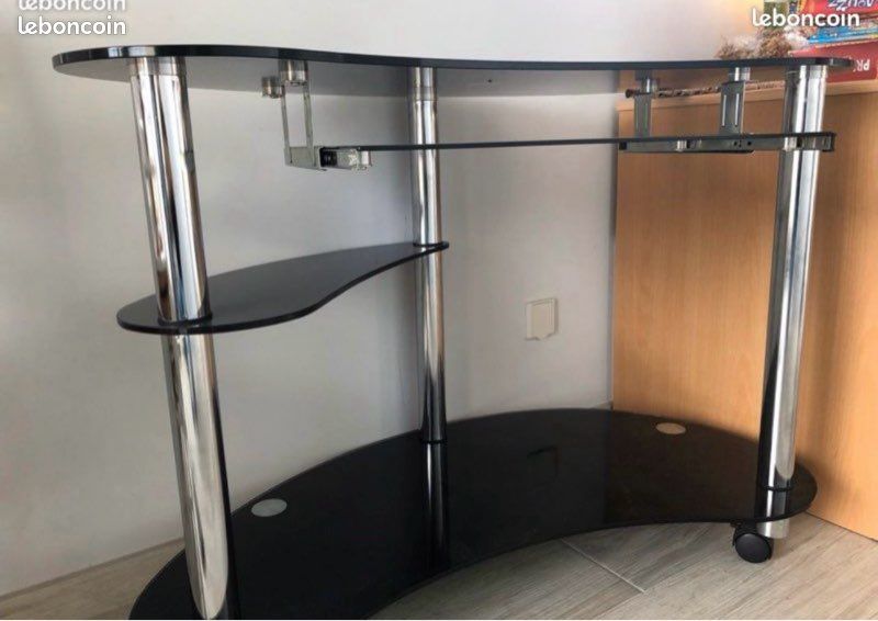 Bureau / desserte en verre trempé noir (image 6)