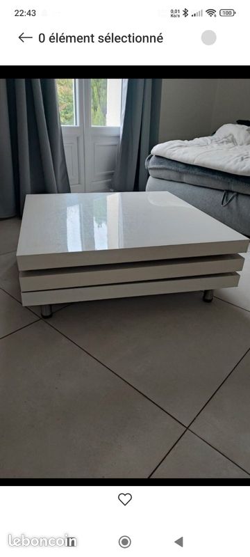Table basse blanche laquée carré (image 3)