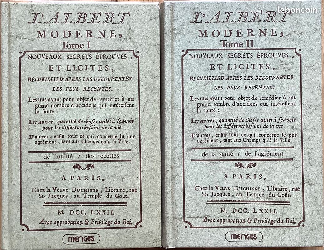 L'Albert Moderne ou Nouveaux Secrets éprouvés et licites recueillis d'après les découvertes les plus récentes… Tome 1 & 2 (complet) (image 1)
