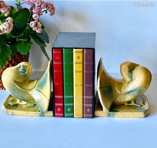 Serre livres chevaux sauvages style art déco décor bureau - France