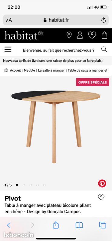 Table ronde en chêne et chaises (image 2)