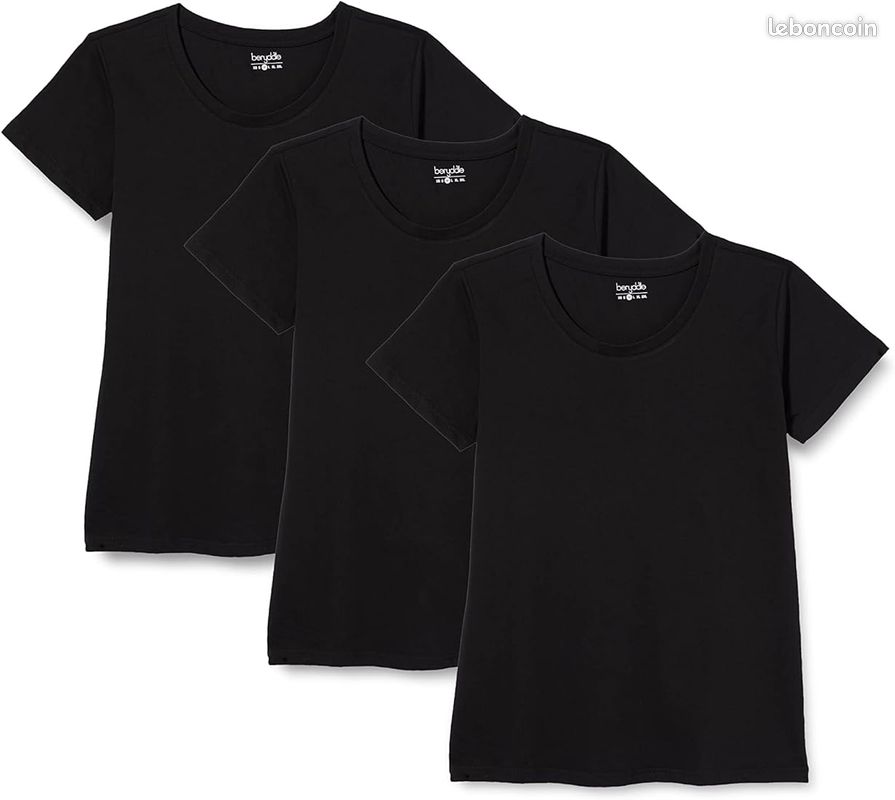 Berydale Lot de 3 T-Shirt Col Rond Noir Taille L Femme Neuf (image 1)