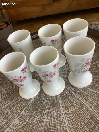 Lot De 6 Mazagrans Anciens Porcelaine L'Hirondelle – Multicouleur