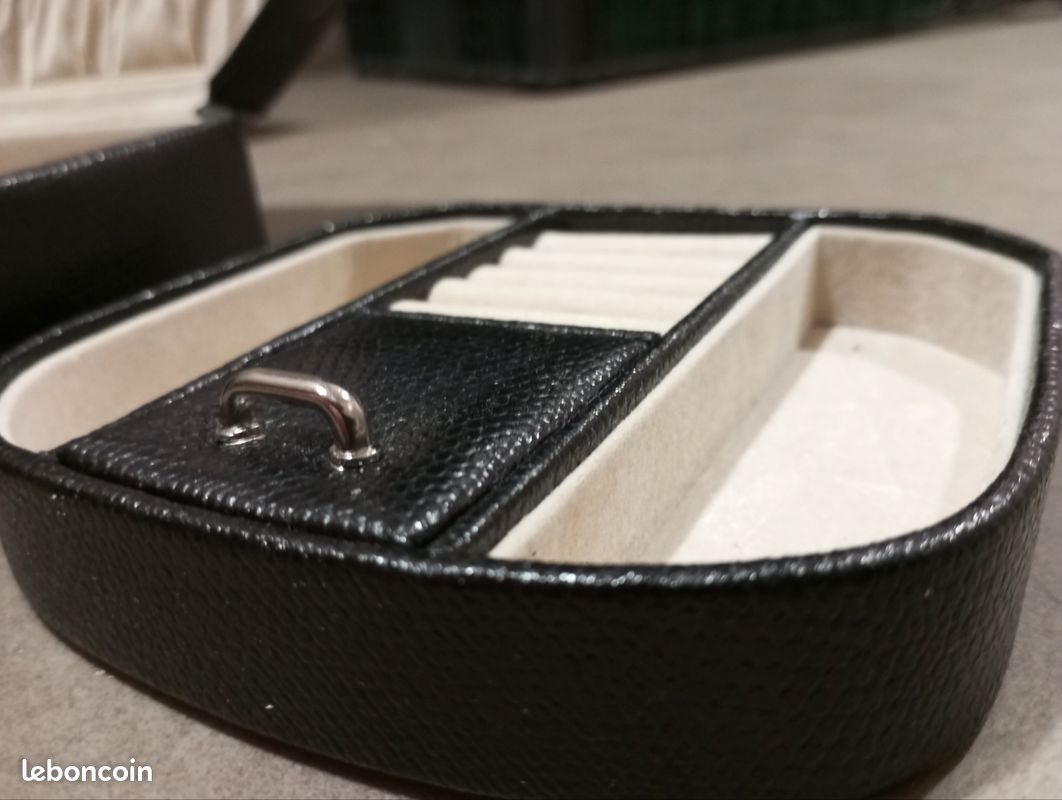Boîte à Bijoux Vintage 2 Tiroirs - Simili Cuir Noir, Occasion
