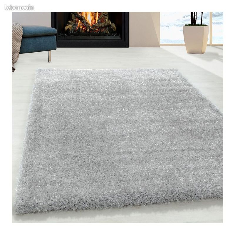 Tapis à poils longs doux uni Soda Argenté 160x230 (image 2)