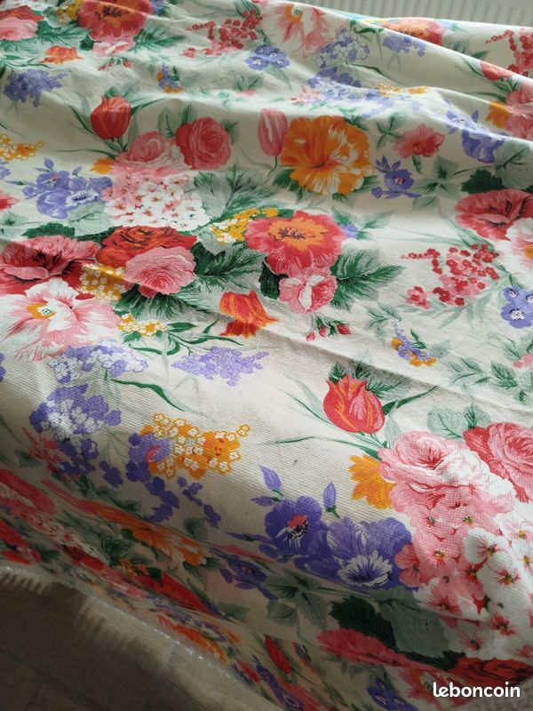 Tissu fleuri frange vintage (image 3)
