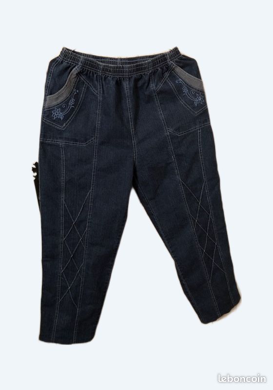 Pantalon bleu femme en Jean grande taille 46 (image 3)